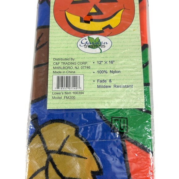 C&F Trading Mini Flag 12" X 16" Halloween Jack O Lantern Pumpkin Leaves New - Picture 3 of 6
